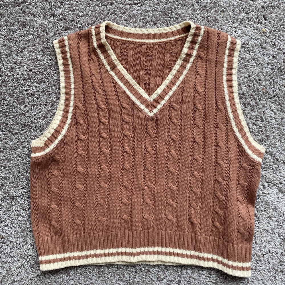 Brown cropped vest
